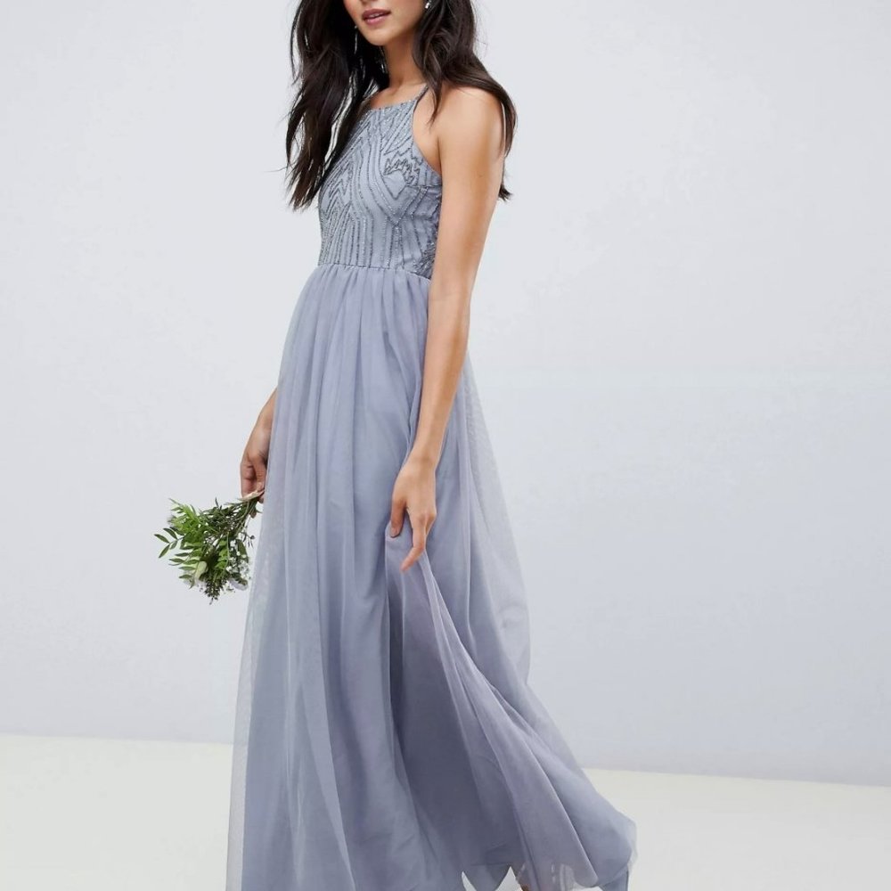 ASOS DESIGN Blue/Purple Embellished Gown - Size 8 US